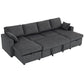 U-Shaped Sleeper Sofa with Storage Chaise - Grey