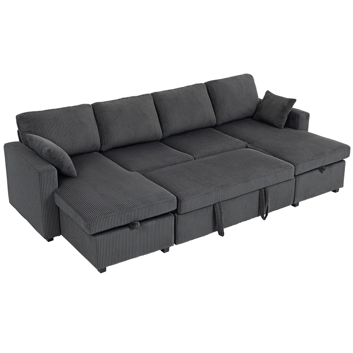 U-Shaped Sleeper Sofa with Storage Chaise - Grey