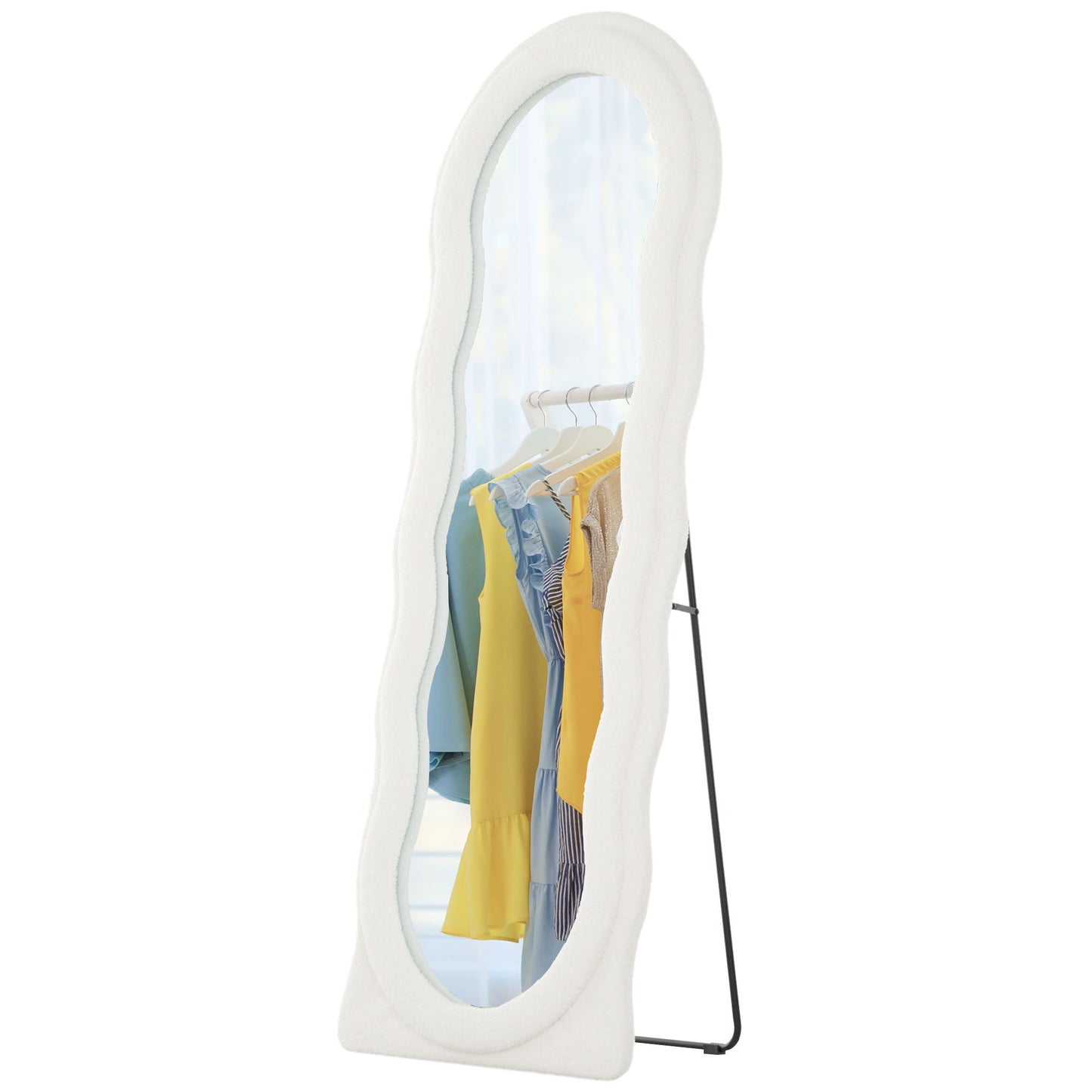 Floor Standing Mirror, Full Length Mirror, Free Standing, Leaning or Wall Mirror with Frame and Arched Top, White