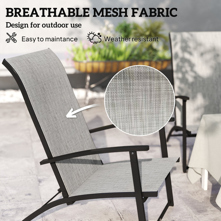 Folding Lawn Chairs with Armrests and High Back, Set of 2