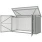 7.6 x 3.4ft Outdoor Storage Shed, 3 Garbage Bin Shed Organizer with Lockable Double Doors, Openable Lid, Silver Grey