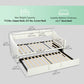 Upholstered Twin Trundle Bed, Extendable Twin to King Day Bed with Headboard and Armrests, Cream White