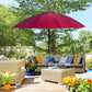 8ft Shanghai Garden Parasol Umbrella with Crank & Tilt, Adjustable Outdoor Sun Shade, Wine Red