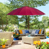 8ft Shanghai Garden Parasol Umbrella with Crank & Tilt, Adjustable Outdoor Sun Shade, Wine Red