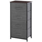 Linen Drawer Cabinet Organizer Storage Dresser Tower with 4 Removable Drawer Metal Frame Adjustable Feet for Living Room, Kitchen, Bathroom, Black