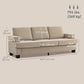 3-Seater Chenille Sofa with USB & Cup Holders - Light Brown