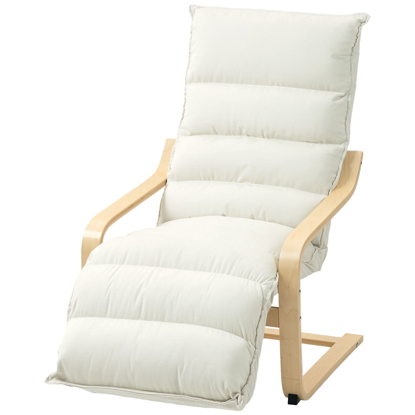Velvet Accent Chair with Footrest - Cream White