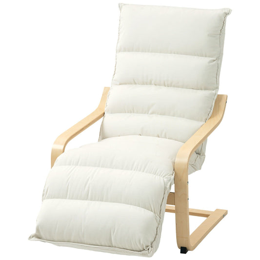 Velvet Accent Chair with Footrest - Cream White