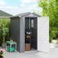 4.5' x 6' Plastic Garden Storage Shed with Latch Door, Vents, Sloped Roof, Dark Grey