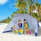 7.5FT 2-in-1 Beach Umbrella with Carry Bag, Umbrella Shelter with Silver Coated UPF50+ UV Protection and Adjustable Height for Camping, Fishing, Backyard, Blue