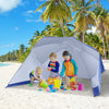 7.5FT 2-in-1 Beach Umbrella with Carry Bag, Umbrella Shelter with Silver Coated UPF50+ UV Protection and Adjustable Height for Camping, Fishing, Backyard, Blue