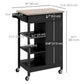 Rolling Kitchen Island Cart with Wood Top - Black