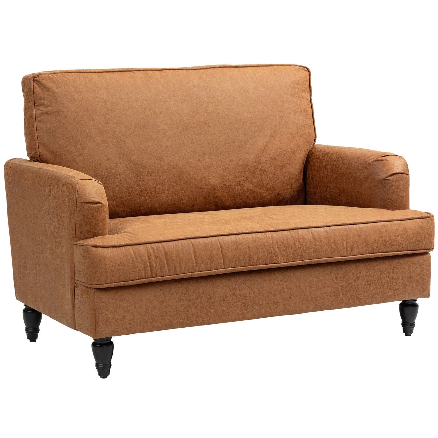Leathaire Accent Armchair with Turned Legs - Brown