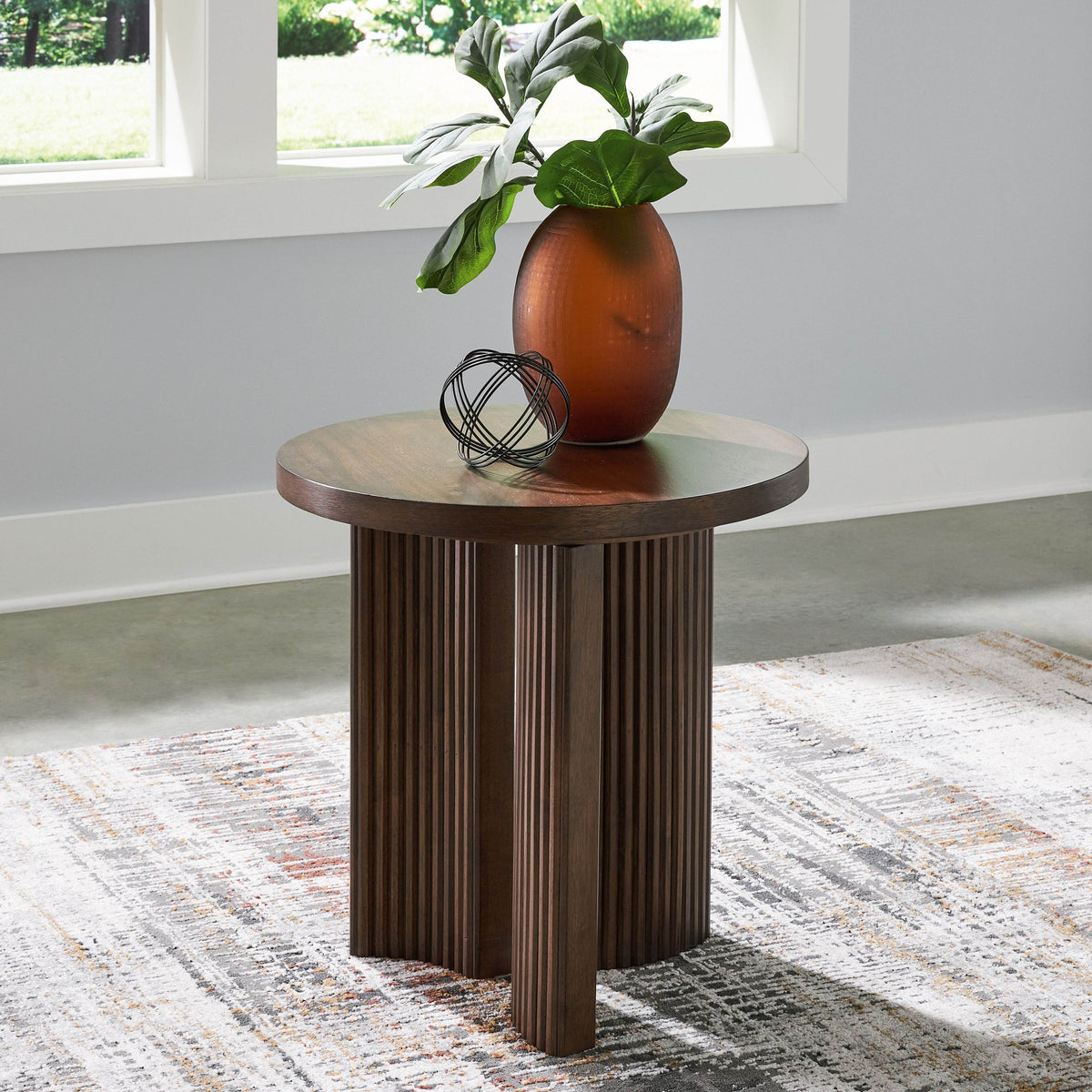 Korestone - Dark Brown - Round End Table - Forward Furniture