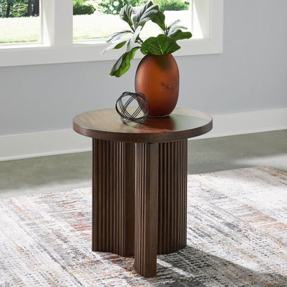 Korestone - Dark Brown - Round End Table - Forward Furniture