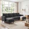 Sectional Sofa, U Shaped Couch with Double Chaise, Pillow-top Armrests and Spring Cushions, 2200lb Capacity, Dark Grey