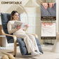Accent Chair, Velvet Upholstered Living Room Chair with Footrest, Wood Frame, Dark Grey