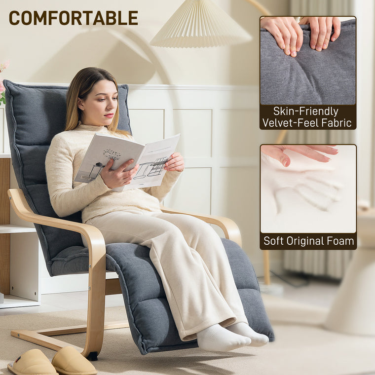 Velvet Accent Chair with Footrest