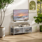 TV Stand with Charging Station, TV Table with 2 Foldable Linen Drawers and Open Shelf for 47 Inch Television, White