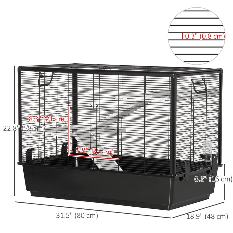 31.5" x 19" x 23" Black 3-Tier Hamster & Guinea Pig Cage