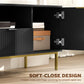 Modern TV Console for TVs up to 50 Inch, Entertainment Center with Smart RGB LED Lights and Soft Close Doors, Black