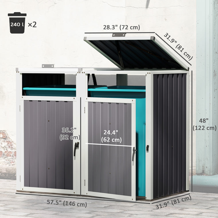Galvanized Garbage Bin Shed with Openable Lid