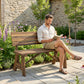 Wooden Garden Bench for Outdoor, 2-person Patio Bench, Loveseat Furniture, Carbonized