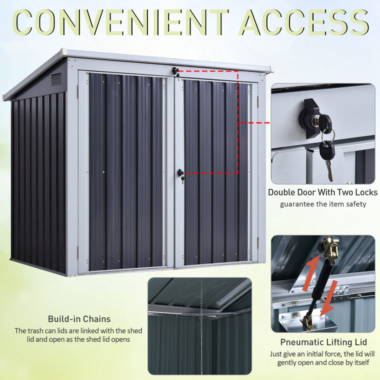 5' x 3' Garbage Bin Shed with Lockable Doors