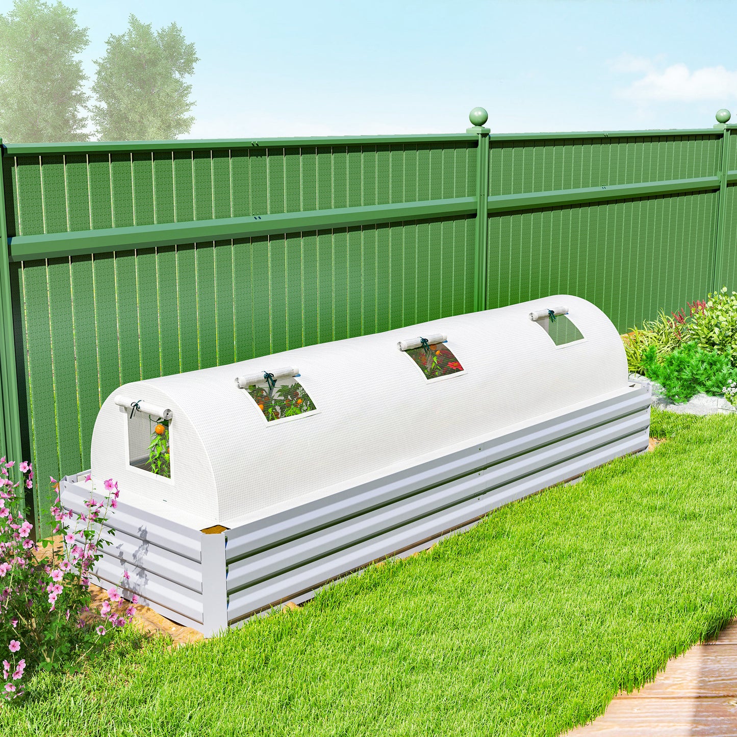 Portable Mini Greenhouse, Tunnel Growing Tent with 5 Mesh Windows and Steel Frame