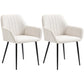 Dining Chairs Set of 2, Upholstered Linen Fabric Accent Chairs with Metal Legs, Beige