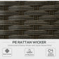 6 Pieces Outdoor Rattan Patio Furniture Set with Corner Sofa, Wood-Plastic Coffee Table, Navy Blue