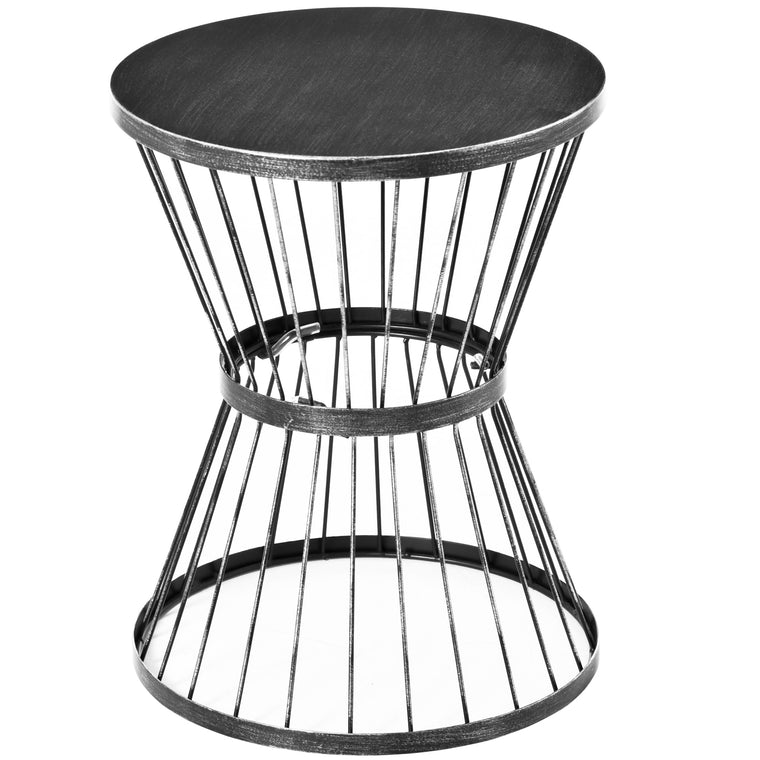 16" Steel Side Table with Hourglass Design