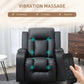 Swivel Massage Recliner Chair Rocker, Overstuffed Manual Reclining Sofa, PU Leather Rocking Chair with Side Pockets, Cup Holders, for Living Room, Nursery, Black