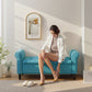 50 Inches Storage Ottoman, Upholstered Bedroom Bench with Rolled Arms and Button Tufted Storage, Teal