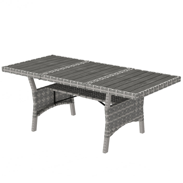 75" Wicker Dining Table with Storage Shelf