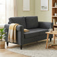 Vintage Loveseat, Upholstered Love Seat Furniture, Chenille-feel Fabric 2 Seater Sofa Couch with Rolled Arms, Gourd-Shaped Rubber Wood Legs for Living Room, Dark Grey