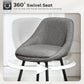26" Counter Height Barstools Set of 2, Upholstered Swivel Bar Stools with Backrests and Armrests, Dark Grey