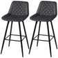 PU Leather Counter Height Bar Chairs Set of 2, 27.75" Bar Stools with Metal Legs for Dining Area, Kitchen Island, Black