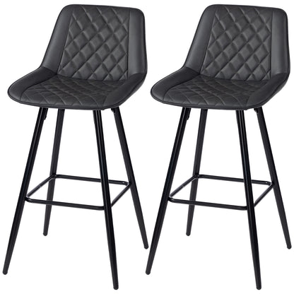 27.75" PU Leather Counter Bar Stools Set of 2 - Black