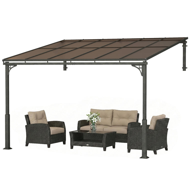 11' x 10' Wall-Mounted Lean-To Pergola with Polycarbonate Roof