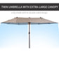 15'x 8.7' Outdoor Patio Umbrella with Twin Canopy Backyard Umbrella with Lift Crank Tan