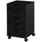 File Cabinet with 5 Drawer Wheels, 15.7" x 15.7" x 26.4", Black