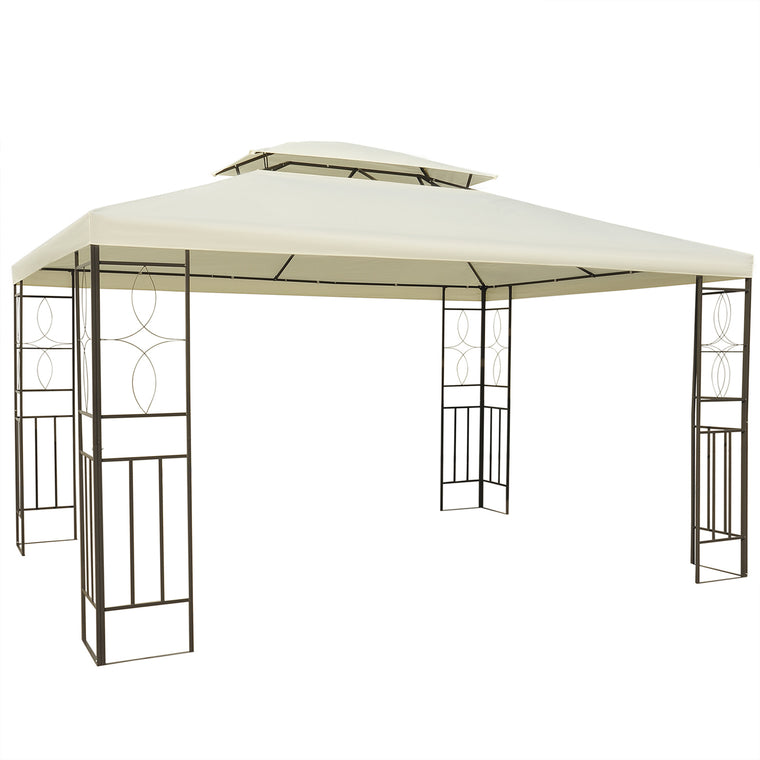 10x13ft Cream White Steel Gazebo with Vented Roof