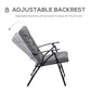 Foldable Lounge Chair, Fabric Upholstered Recliner, Outdoor Lounger with Armrest, Metal Frame for Backyard, Blue