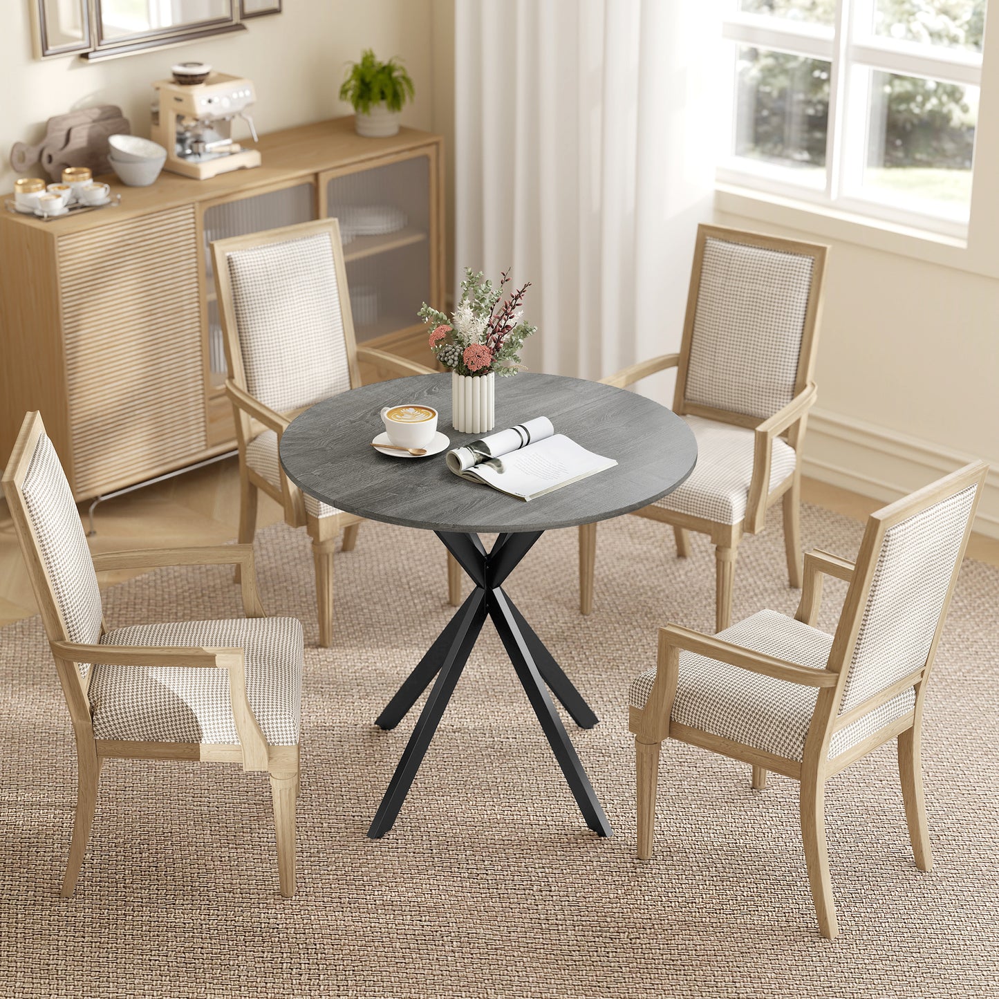 31.5" Industrial Round Dining Table - Distressed Grey