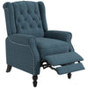 Wingback Tufted Recliner with Footrest - Blue