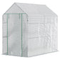 73" x 47" x 75" Walk-in Greenhouse Outdoor Portable Plant Flower Growth Warm House Garden Tunnel Shed with Roll-up Door and 4 Shelves, White