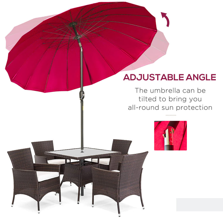 8ft Wine Red Shanghai Garden Parasol with Crank & Tilt