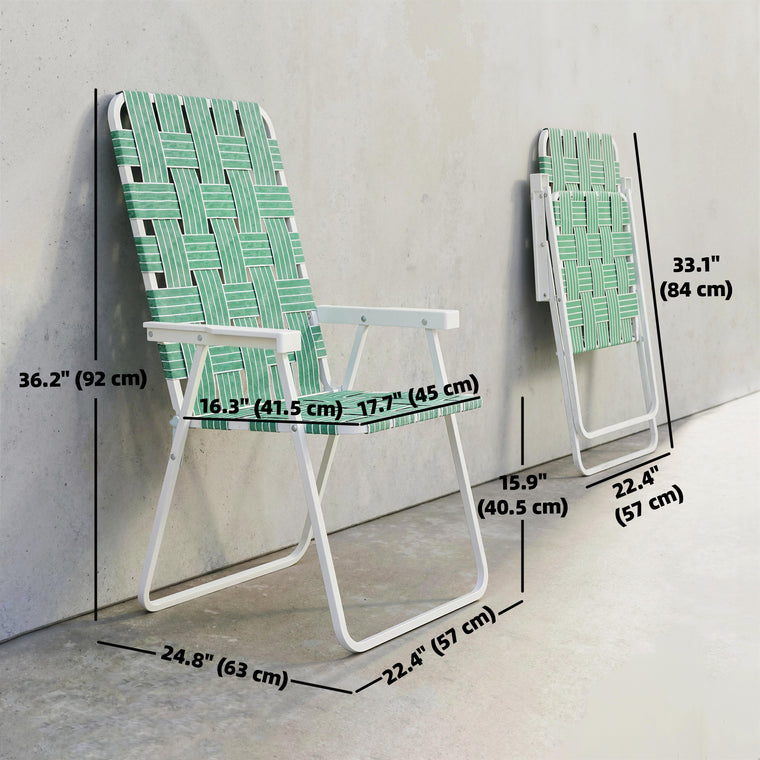 Folding Portable Patio Chairs with Armrests, Set of 2