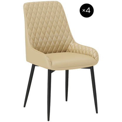 Tufted Upholstered Dining Chairs Set of 4 - Khaki